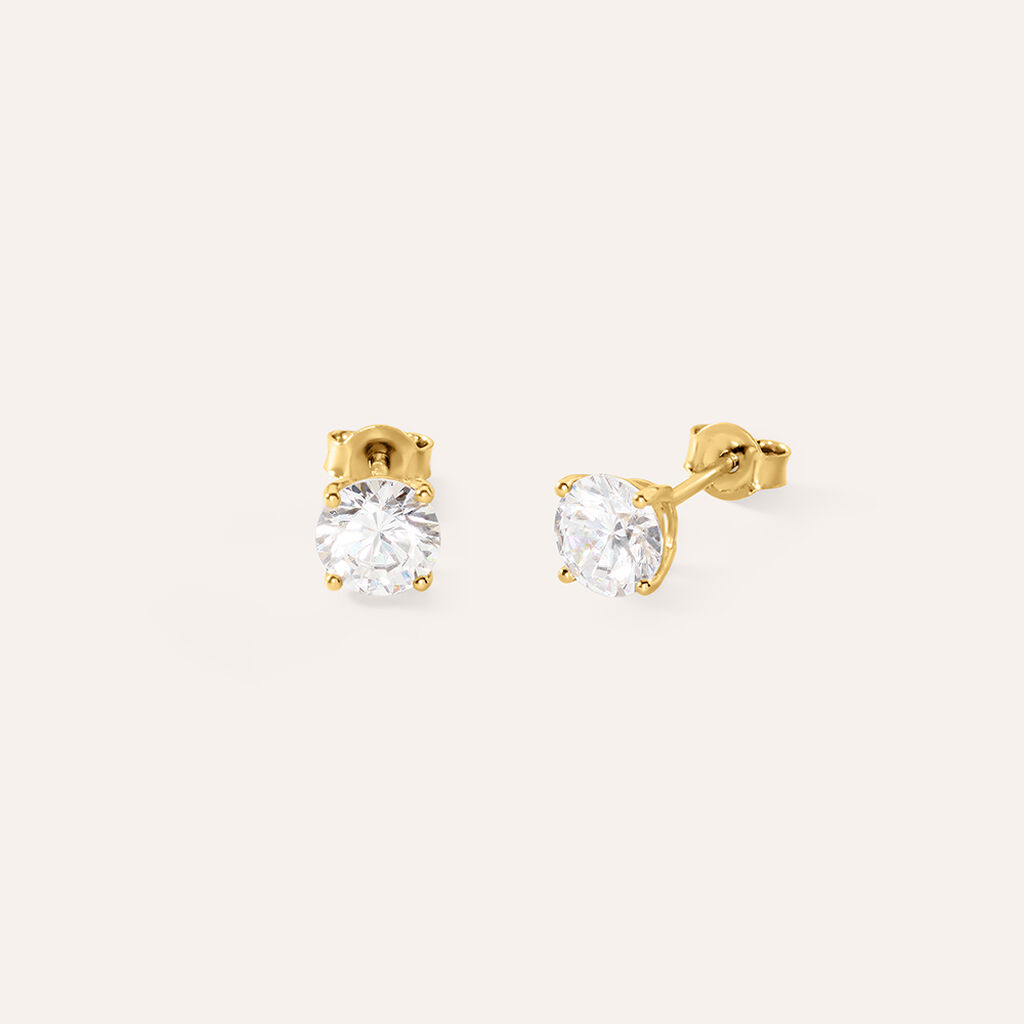 Orecchini Lobo Punto Luce Silver Glow Argento Dorato Cubic Zirconia