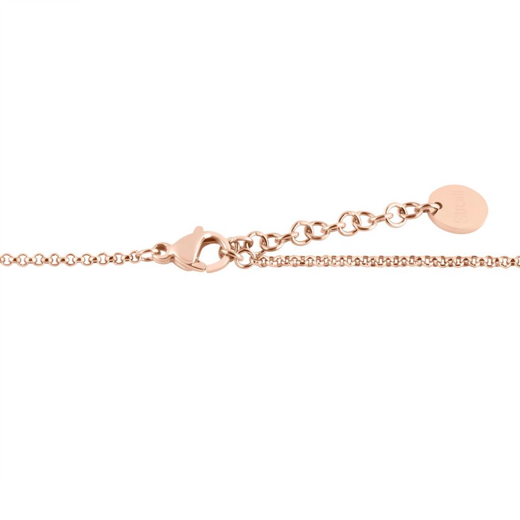 Collana in acciaio rosato con scritta Love e pendente charm cuore con strass - Collane Donna | Stroili