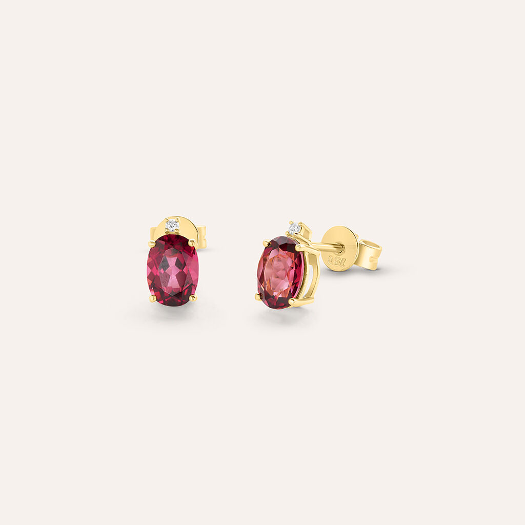 Orecchini Lobo Punto Luce Jasmine Oro Giallo Rodolite Diamante - Orecchini a Lobo Donna | Stroili