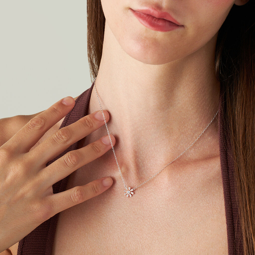 Collana Silver Moments Argento Bicolore Bianco / Rosa Cubic Zirconia - Collane Donna | Stroili