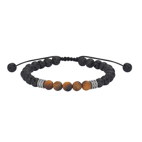 Bracciale Man Code Ottone Nero Pietra lavica Occhio di Tigre - Bracciali Uomo | Stroili