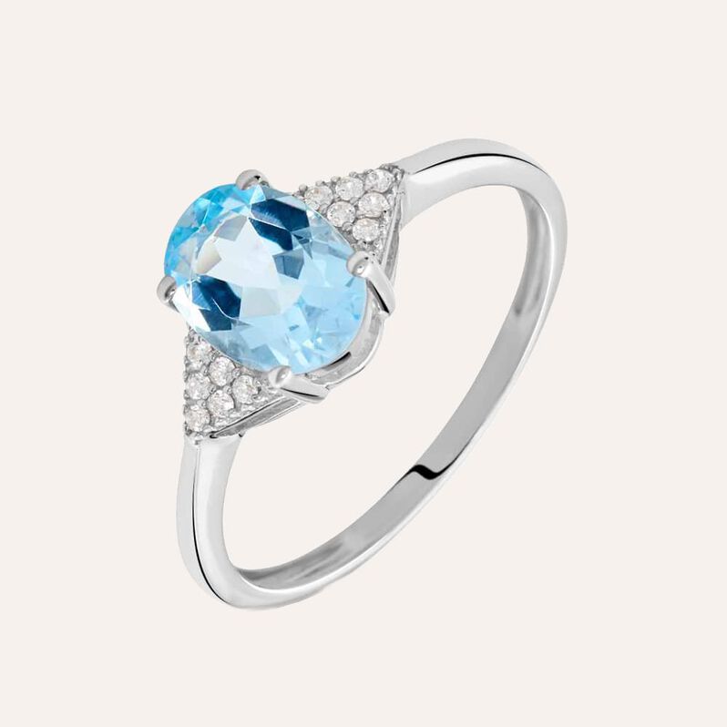 Anello Solitario Am&eacute;lie Oro Bianco Topazio Cubic Zirconia - Anelli con Pietre Donna | Stroili