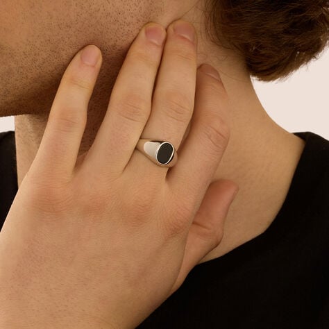 Anello Chevalier Gentleman Argento Rodiato Onice - Anelli Chevalier Uomo | Stroili