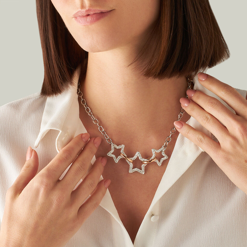 Collana Lady Phantasya Acciaio Bicolore Bianco / Rosa Cristallo - Collane Donna | Stroili