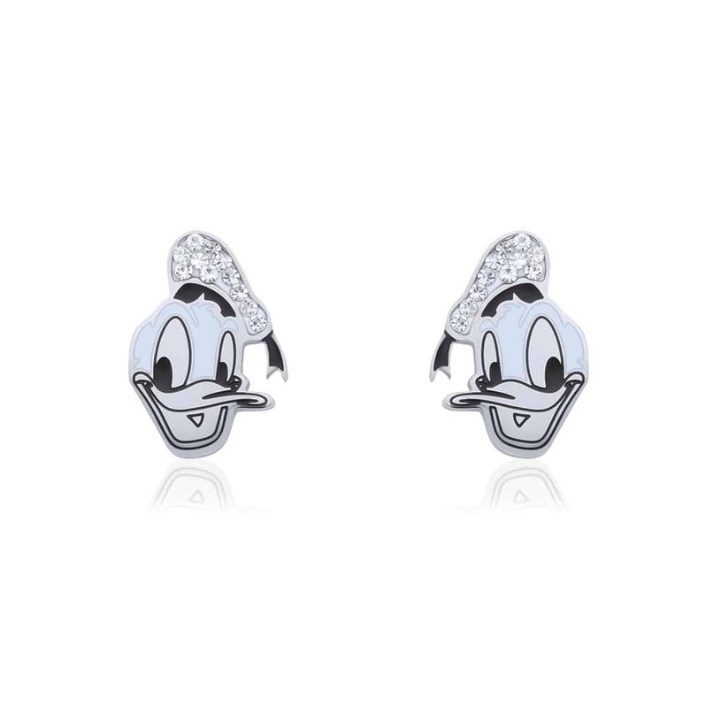 Orecchini a lobo in acciaio forma Paperino e strass - Orecchini a Lobo Donna | Stroili