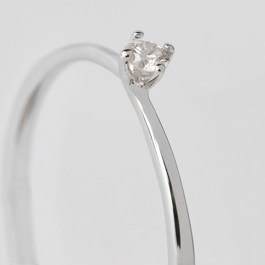 Collana Con Ciondolo Solitario Con Diamante Da 1/3 Ct In Oro Bianco O - Foto 6