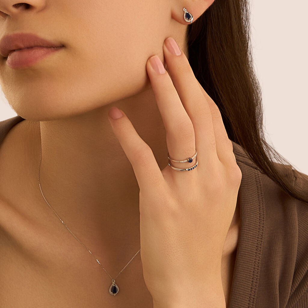 Collana Charlotte Oro Bianco Zaffiro Diamante - Collane Donna | Stroili