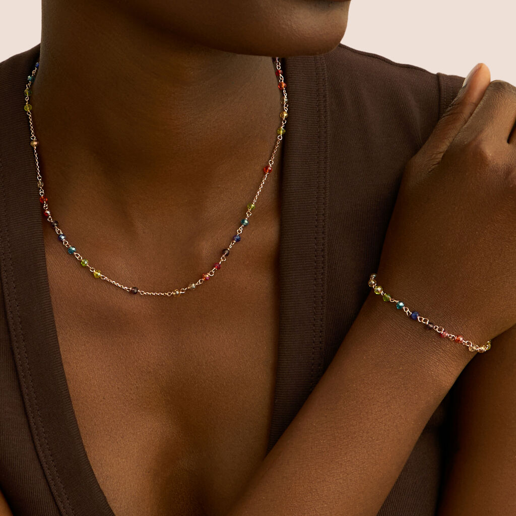 Collana Silver Collection Argento Rosa Cristallo