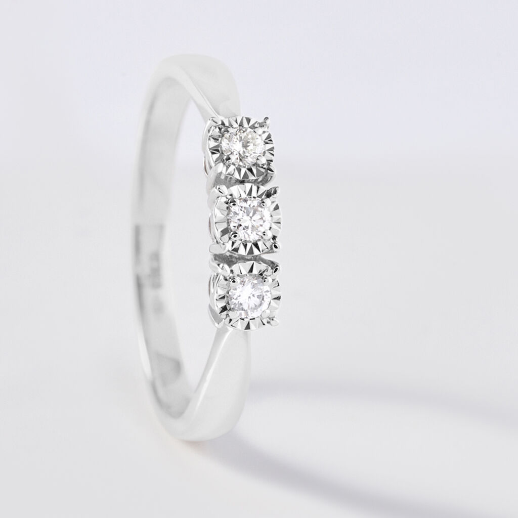 Anello Trilogy Diamotion Oro Bianco Diamante