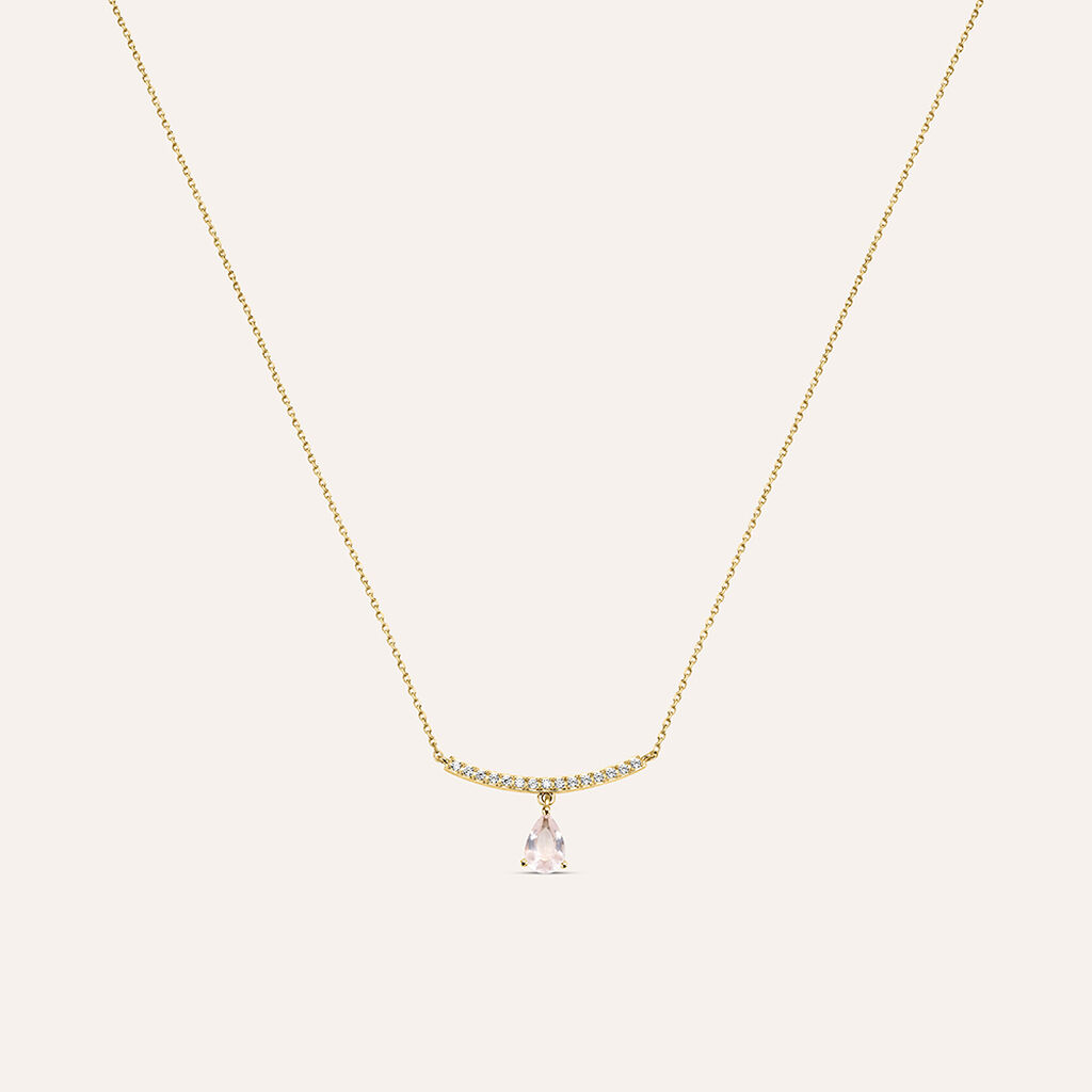 Collana Am&eacute;lie Oro Giallo Quarzo Cubic Zirconia