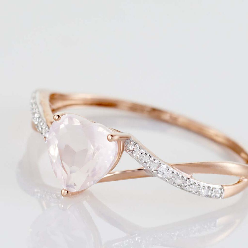 Anello Am&eacute;lie Oro Rosa Quarzo Cubic Zirconia