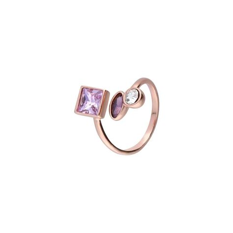 Anello Contrarie Violet Ottone Rosa Cristallo - Anelli con Pietre Donna | Stroili