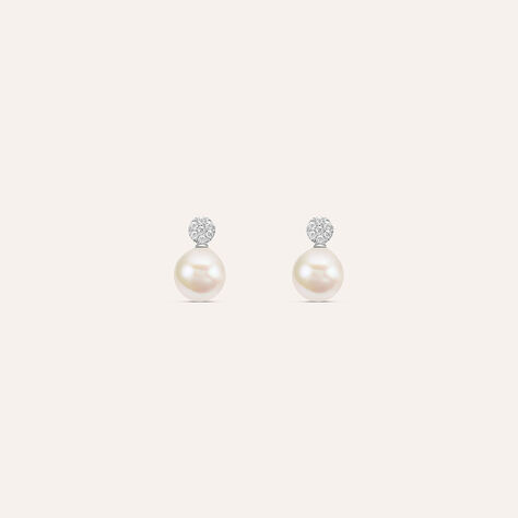 Orecchini Lobo Silver Pearls Argento Rodiato Perla sintentica Cubic Zirconia - Orecchini a Lobo Donna | Stroili