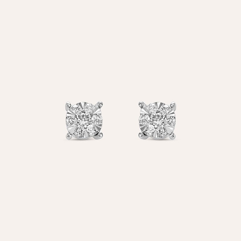 Orecchini Lobo Punto Luce Petali Oro Bianco Diamante - Orecchini a Lobo Donna | Stroili