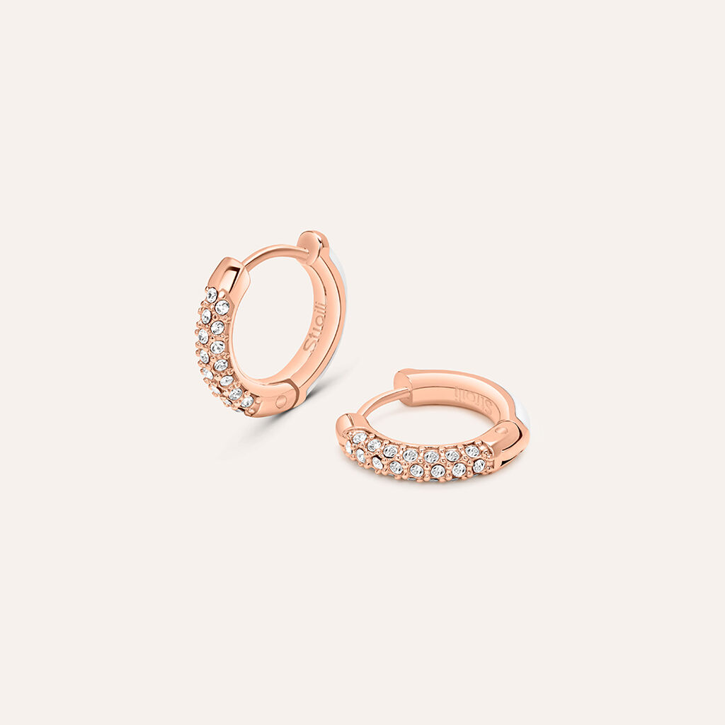 Orecchini A Cerchio Lady Sweet Acciaio Rosa Cristallo - Orecchini a Cerchio Donna | Stroili