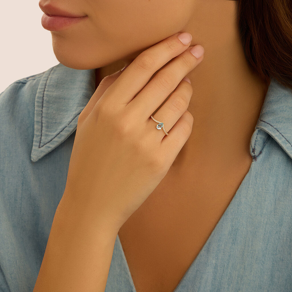 Anello Solitario Am&eacute;lie Oro Giallo Topazio Cubic Zirconia