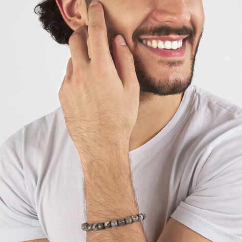 Bracciale elastico con pietre e acciaio grigio - Bracciali Uomo | Stroili