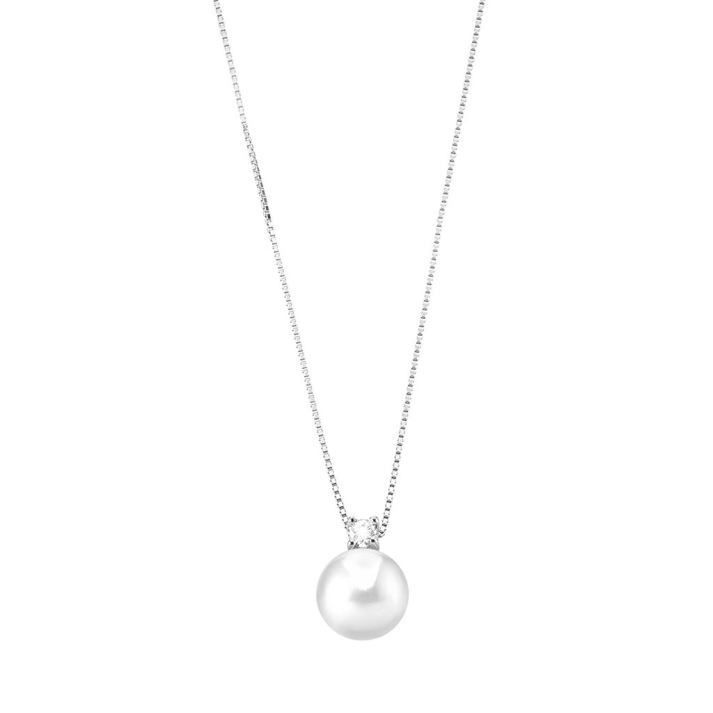 Collana Silver Pearls Argento Rodiato Perla sintentica Cubic Zirconia