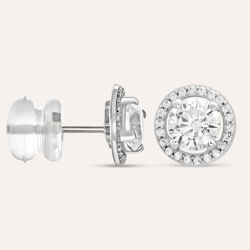 Orecchini Lobo Punto Luce Claire Oro Bianco Cubic Zirconia - Orecchini a Lobo Donna | Stroili
