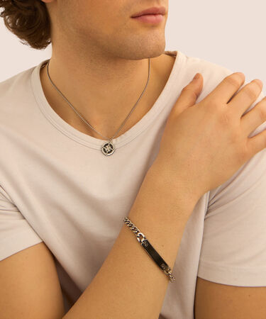 Collana Man Code Acciaio Bicolore Bianco / Nero