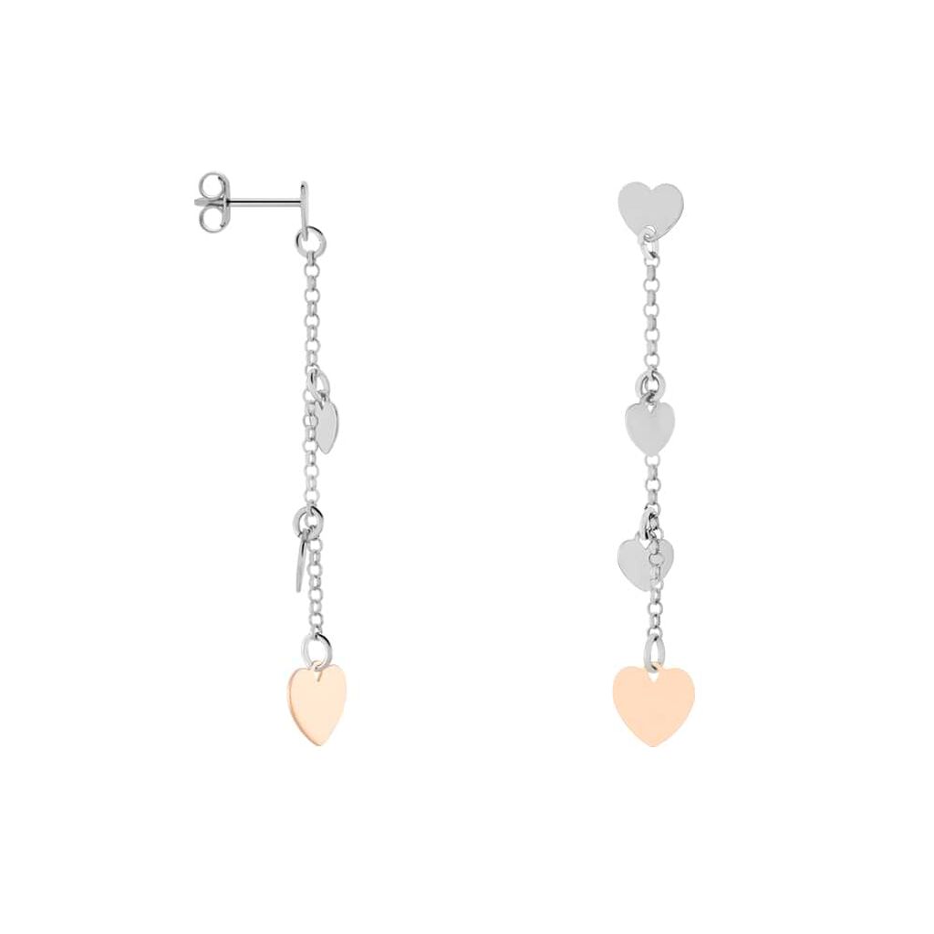 Orecchini Pendenti Silver Collection Argento Bicolore Bianco / Rosa