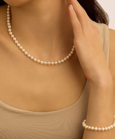 Collana Gabrielle Oro Bianco Perla D'Acqua Dolce