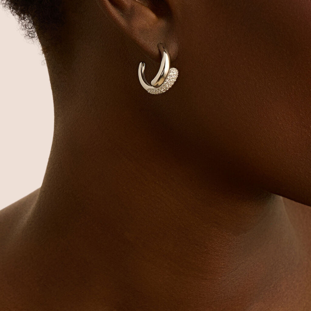 Orecchini A Cerchio Silver Shine Argento Rodiato Cubic Zirconia - Orecchini a Cerchio Donna | Stroili