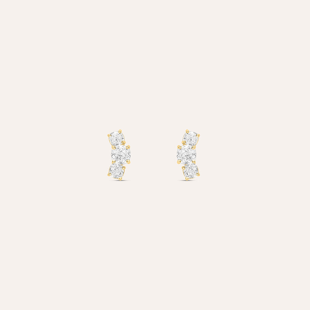 Orecchini Lobo Trilogy Bon Ton Oro Giallo Cubic Zirconia