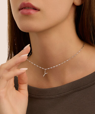 Pendente Po&egrave;me Oro Bianco Cubic Zirconia