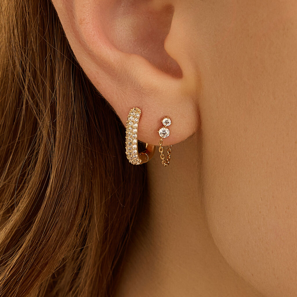 Orecchini Lobo Golden Dream Placcato Oro Giallo Cubic Zirconia