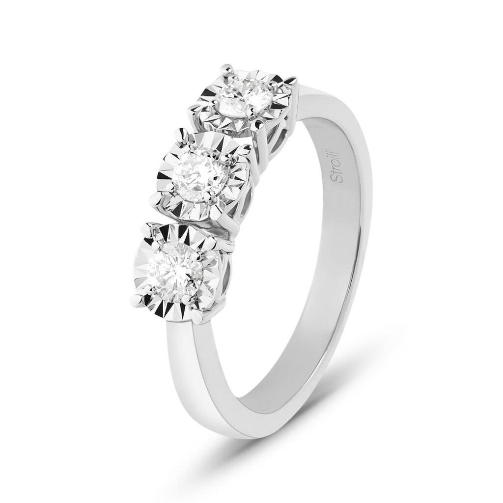 Anello Trilogy Diamotion Oro Bianco Diamante