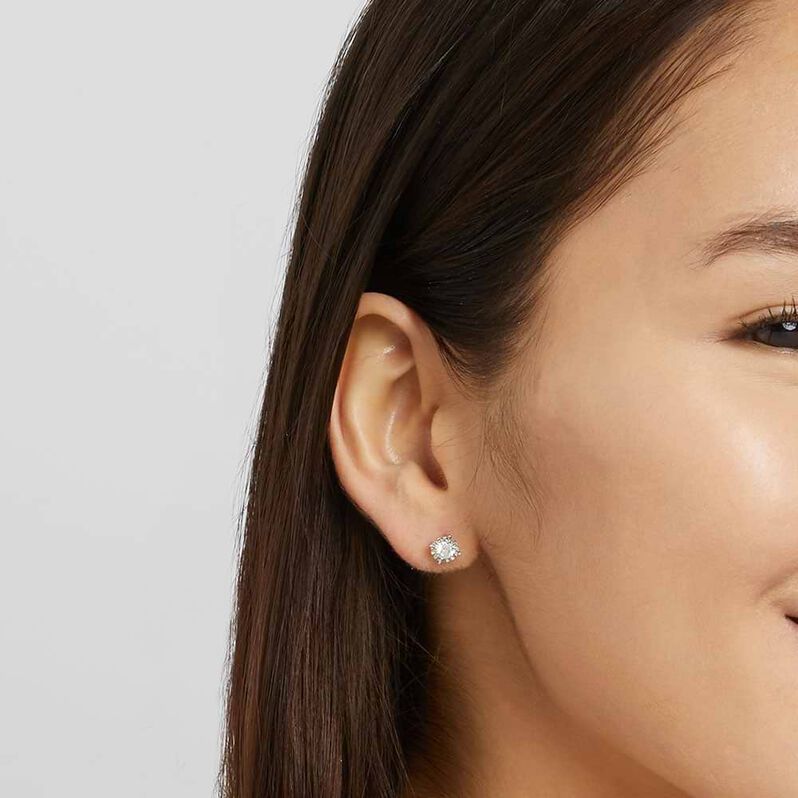 Orecchini Lobo Punto Luce Diamotion Oro Bianco Diamante - Orecchini a Lobo Donna | Stroili