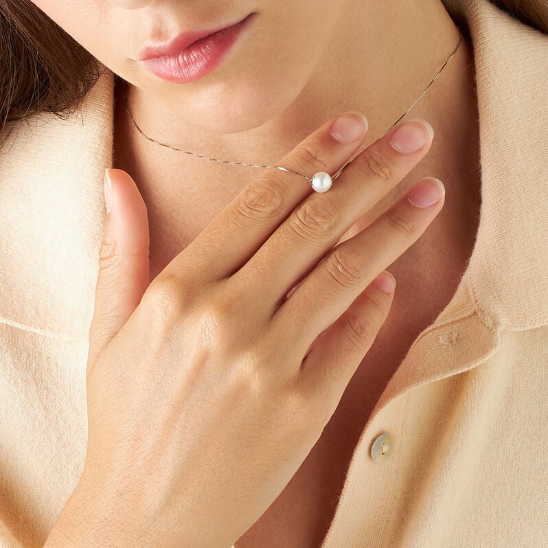 Collana Gabrielle Oro Bianco Perla D'Acqua Dolce - Collane Donna | Stroili