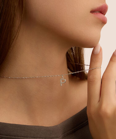 Pendente Po&egrave;me Oro Bianco Cubic Zirconia