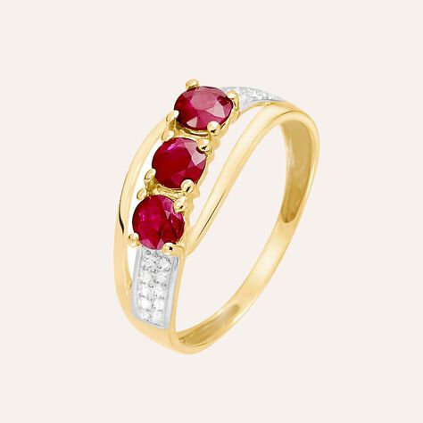 Anello Trilogy Charlotte Oro Giallo Rubino Diamante - Anelli con Pietre Donna | Stroili