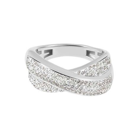 Anello Fascia Christelle Oro Bianco Cristallo - Anelli a Fascia Larga Donna | Stroili
