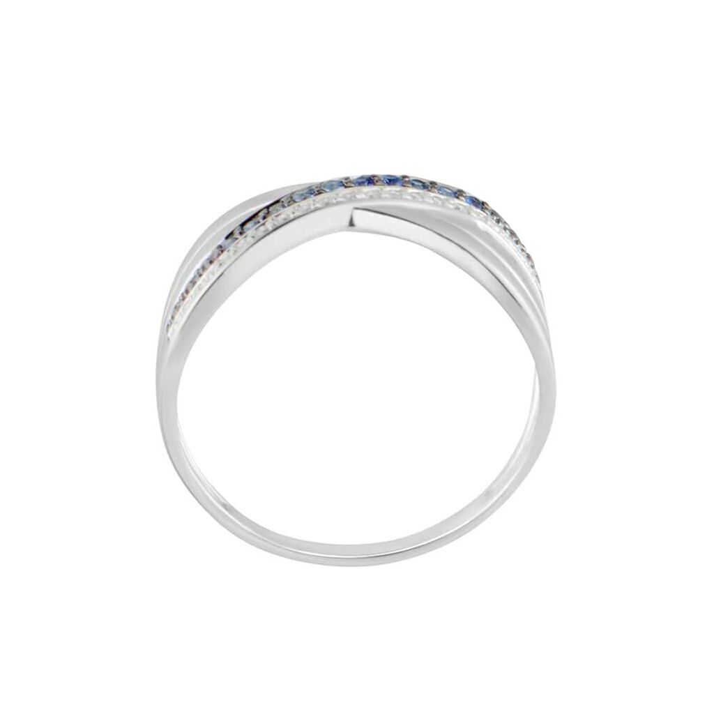 Anello Fascia Charlotte Oro Bianco Zaffiro Diamante Diamante - Anelli a Fascia Larga Donna | Stroili