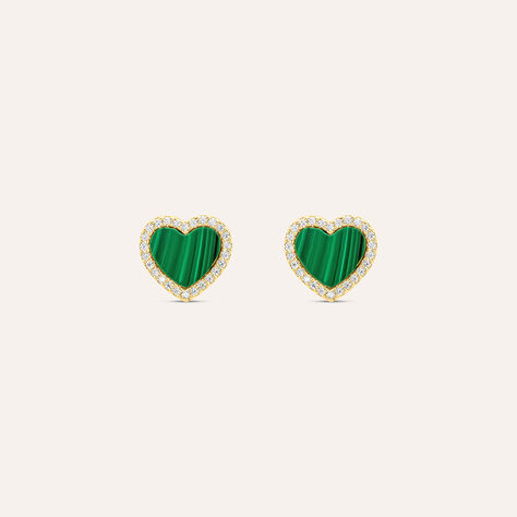 Orecchini Lobo Beverly Oro Giallo Malachite Cubic Zirconia - Orecchini a Lobo Donna | Stroili