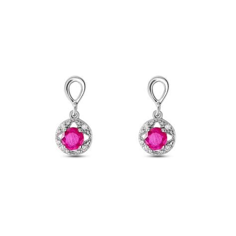 Donna Orecchini a Lobo 925 Argento Sterling Rosso Rubino Gemma
