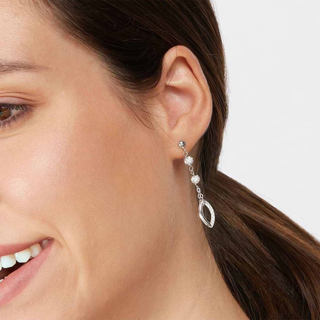 Orecchini Pendenti Crystal Gold Oro Bianco Cristallo - Orecchini Pendenti Donna | Stroili