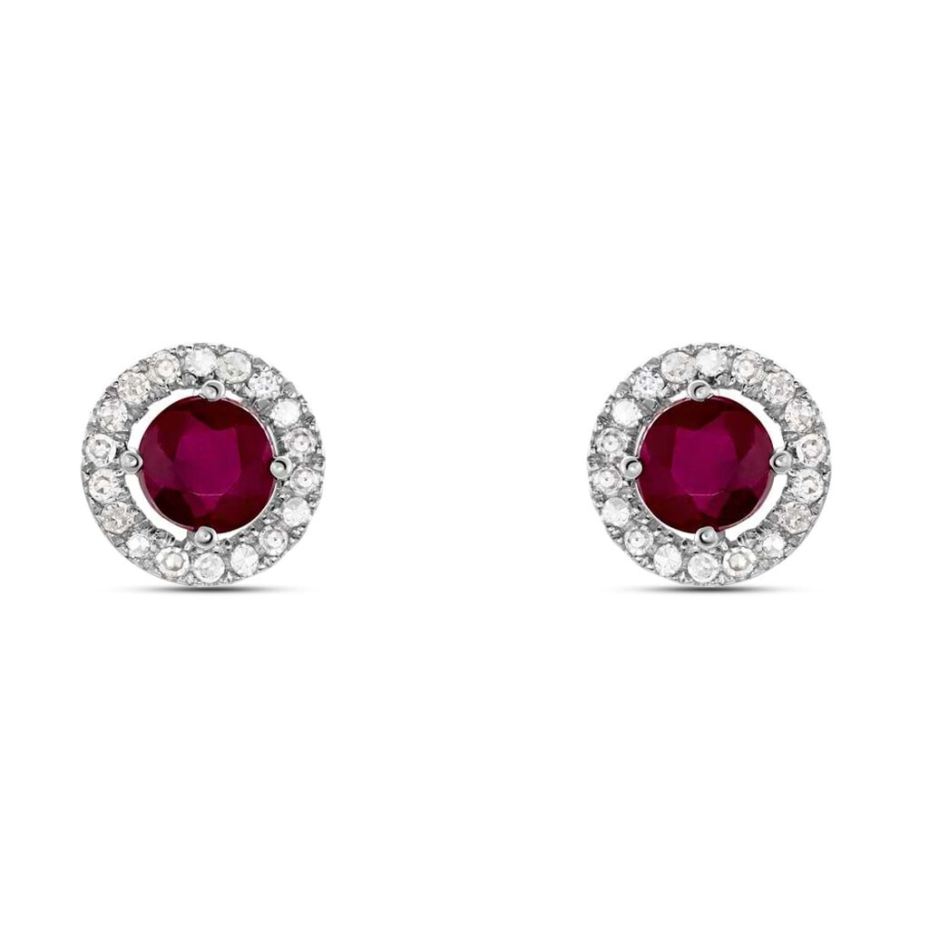 Orecchini Lobo Punto Luce Charlotte Oro Bianco Rubino Diamante - Orecchini a Lobo Donna | Stroili