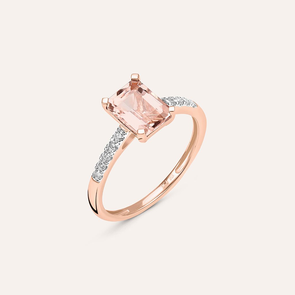 Anello Solitario Jasmine Oro Rosa Morganite Diamante