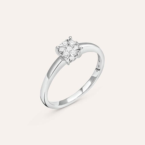 Anello Solitario Petali Oro Bianco Diamante - Anelli con Pietre Donna | Stroili