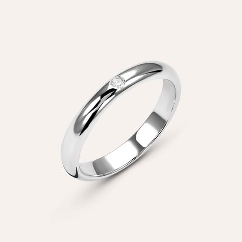 Fede Classica Leggera 3.2 mm Oro Bianco Diamante - Anelli con Incisione Unisex | Stroili