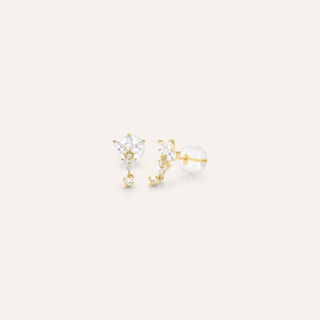 Orecchini Lobo Bon Ton Oro Giallo Cubic Zirconia