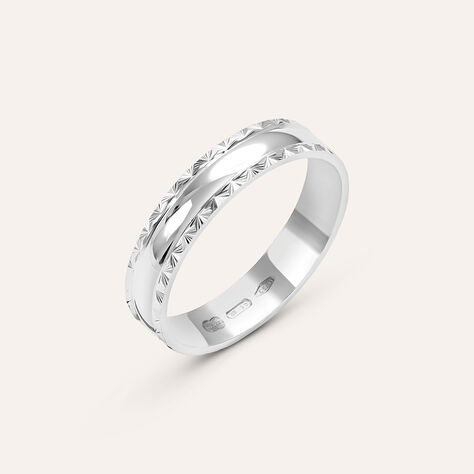 Fede Classica Diamantata 4 mm Oro Bianco - Anelli con Incisione Donna | Stroili