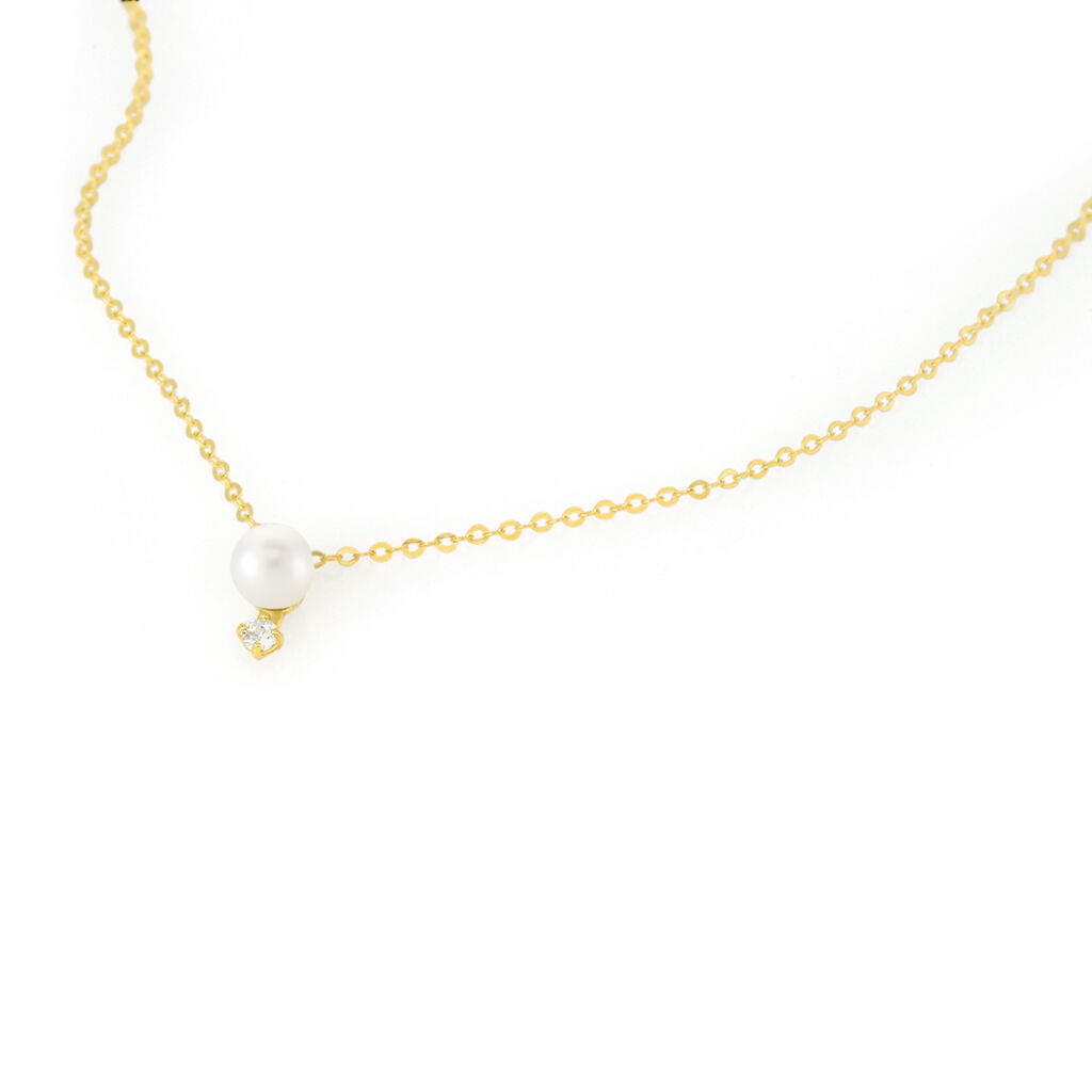 Collana Gabrielle Oro Giallo Perla D'Acqua Dolce Cubic Zirconia - Collane Donna | Stroili