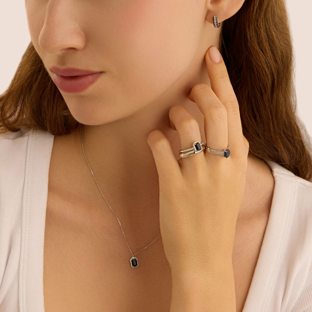 Collana Charlotte Oro Bianco Zaffiro Diamante