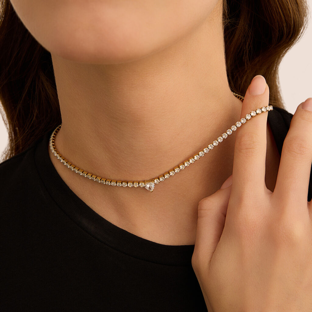 Collana Lady Chic Acciaio Dorato Cristallo - Collane Donna | Stroili