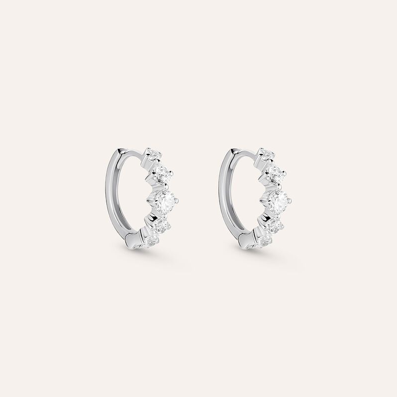 Orecchini A Cerchio Claire Oro Bianco Cubic Zirconia - Orecchini a Cerchio Donna | Stroili